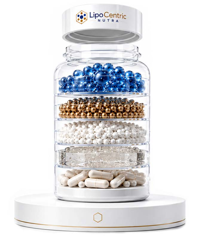 LipoCentric layered supplement bottle
